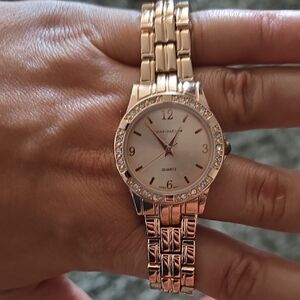 Charter Club Rose Gold Watch with Crystal Details